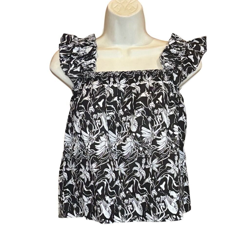 St. Roche Flowy The Woodrow Top Black/White Floral NWT Size Small
